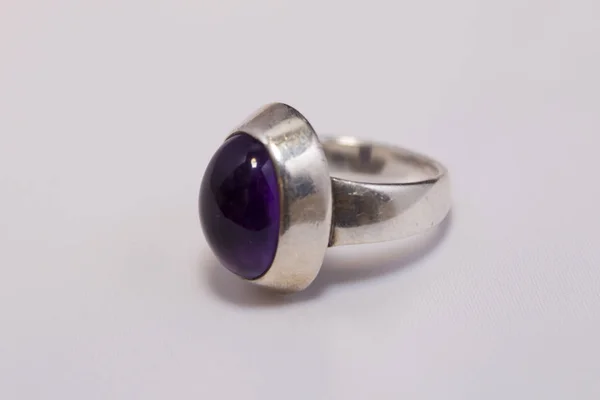 Bague Argent Avec Améthyste — Photo