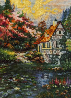 Cross-stitched boyama, el yapımı nakış