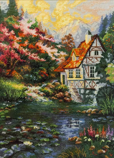 Cross-stitched boyama, el yapımı nakış