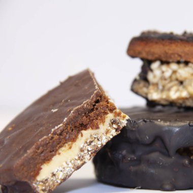 Bisküvi, katmanlarda yuvarlak bisküvi portre