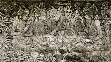Bali Hindu tapınakların duvarlarında süs