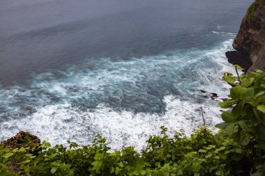 Sahilde dalgalar kopuyor