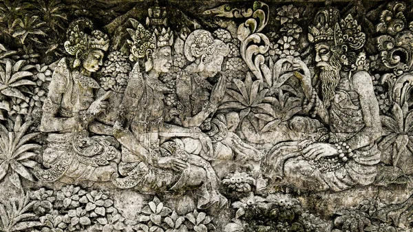 Ornament Den Wänden Hinduistischer Tempel Bali Stockfoto