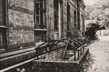 Retro tarzında eski şehir sokakları. Kaliningrad