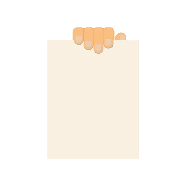 Hand Holding Blank Sheet Paper Template Blank Sheet Paper Mockup — Stock Vector