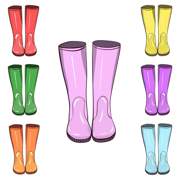 Lastik çizmeler, gumboots. Elle çizilmiş, izole vektör çizim. Su ve mucky arazi korumak