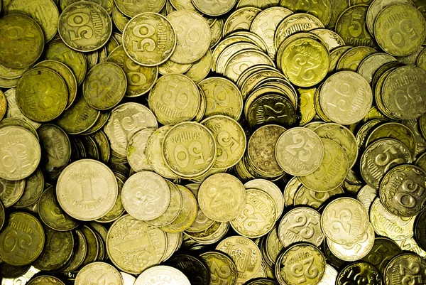 Большая Куча Украинских Монет Копеек Фото Использовано Качестве Фона — стоковое фото
