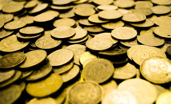 Large Pile Ukrainian Coins Kopecks Photo Can Used Background — Stock Photo, Image