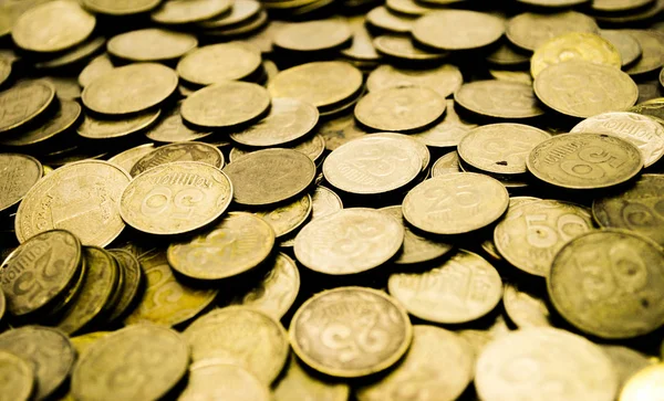 Large Pile Ukrainian Coins Kopecks Photo Can Used Background — Stock Photo, Image