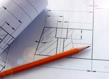 Çizimler bir kalem ile açın. Mühendislik ve tasarım. İnşaat projeleri. Planlama.