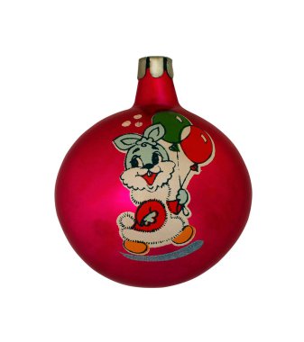 bir Noel ağacı budama altında beyaz bir arka plan üzerinde izole için vintage Noel süsleri