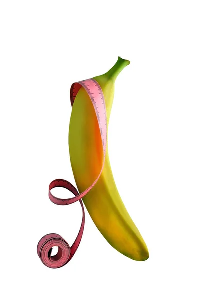 新鲜的香蕉和桃子被隔离在白色背景修剪路径下修剪 素食健康饮食 — 图库照片