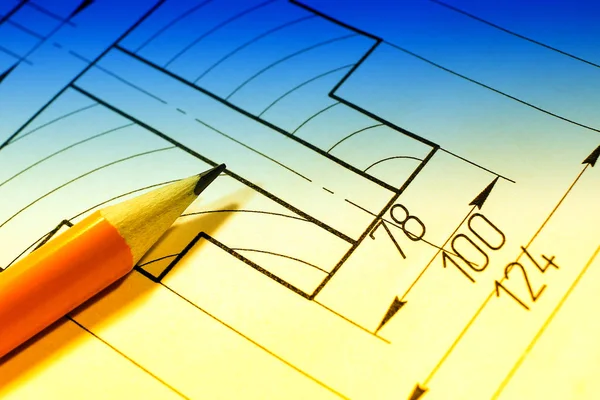 Çizimler bir kalem ile açın. Mühendislik ve tasarım. İnşaat projeleri. Planlama.