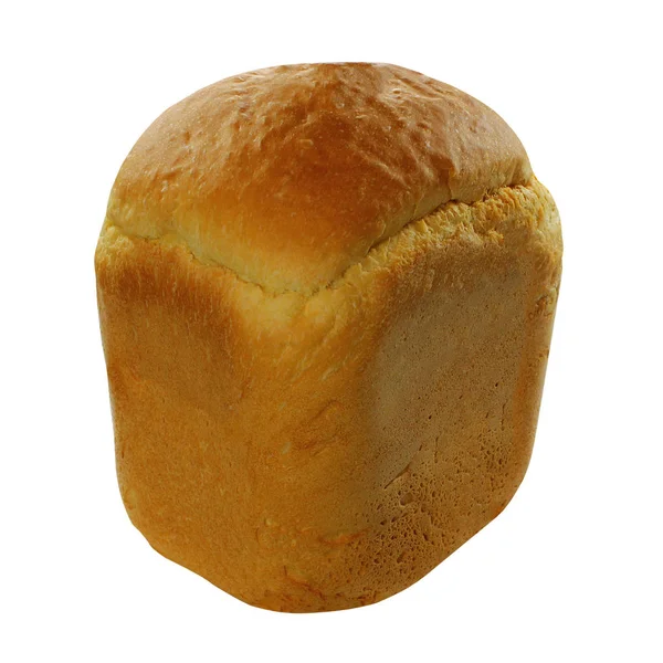 在白色背景下 自制烘焙的小麦起动面包 — 图库照片
