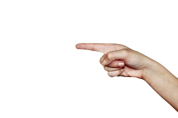Білий Індексний Палець Ізольований Білому Тлі Жести Рук Людина Яка — стокове фото