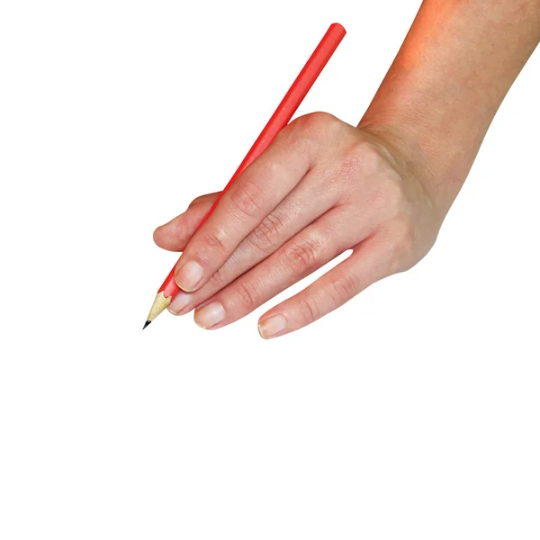 Handmatige Werk Kopie Mooie Vrouw Hand Met Een Zwarte Pen Rechtenvrije Stockfoto's