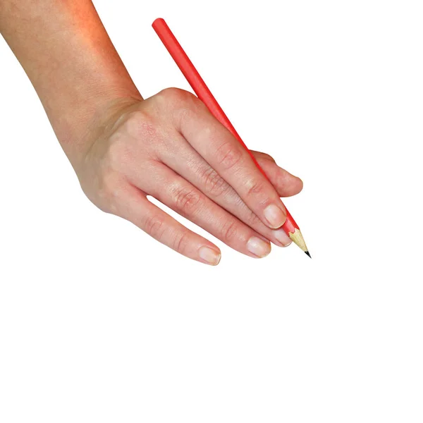 Handmatige Werk Kopie Mooie Vrouw Hand Met Een Zwarte Pen — Stockfoto