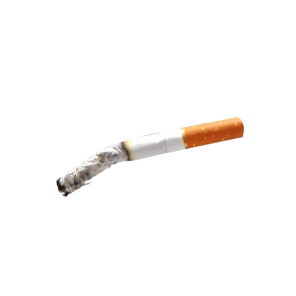 Cigarro Fechar Isolado Fundo Branco Toxicodependência Fumar Tabaco Cancro Nicotina — Fotografia de Stock