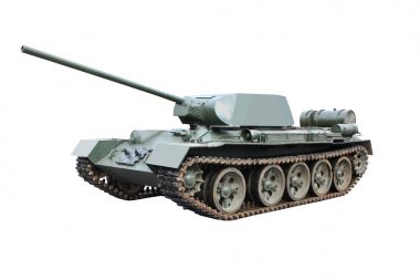 Beyaz arka plan üzerinde izole muharebe tankı. Savaş kavramı. Dünya savaşının sonuçları savaştır Suriye.