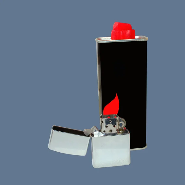 Isolated Lighter Gas Bottle Gray Background Used Ignite Cigarettes — Stock Photo, Image