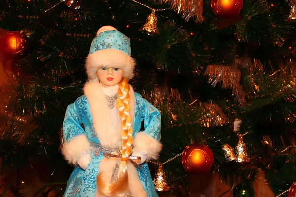 Viering Kerstvakantie Achtergrond Kerstboom Decoratie Kerstbal Vignet — Stockfoto