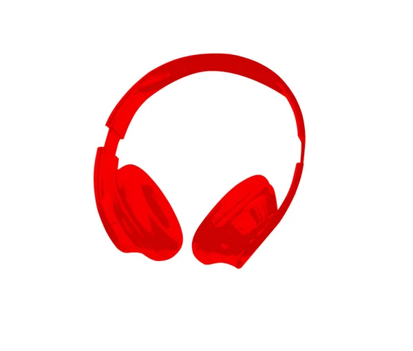 Κόκκινα Σύγχρονα Ακουστικά Απομονωμένα Στο Λευκό Εικόνα — Φωτογραφία Αρχείου