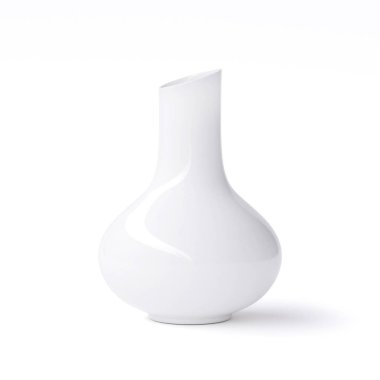 Beyaz arka plan üzerinde izole boş beyaz vazo. 3D görüntü