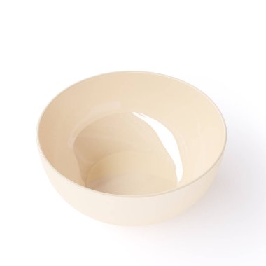 Beyaz arka plan üzerinde boş seramik kase. 3D görüntü