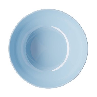 Beyaz arka plan üzerinde izole mavi seramik kase. Üstten görünüm. 3D görüntü