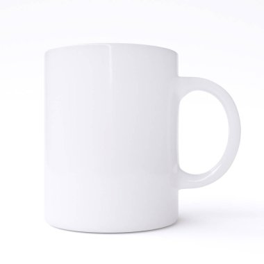 Büyük beyaz fincan beyaz arka plan üzerinde izole. 3D görüntü