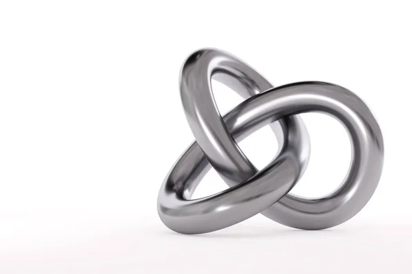 Beyaz arka plan üzerinde izole metal torus knot. 3D görüntü