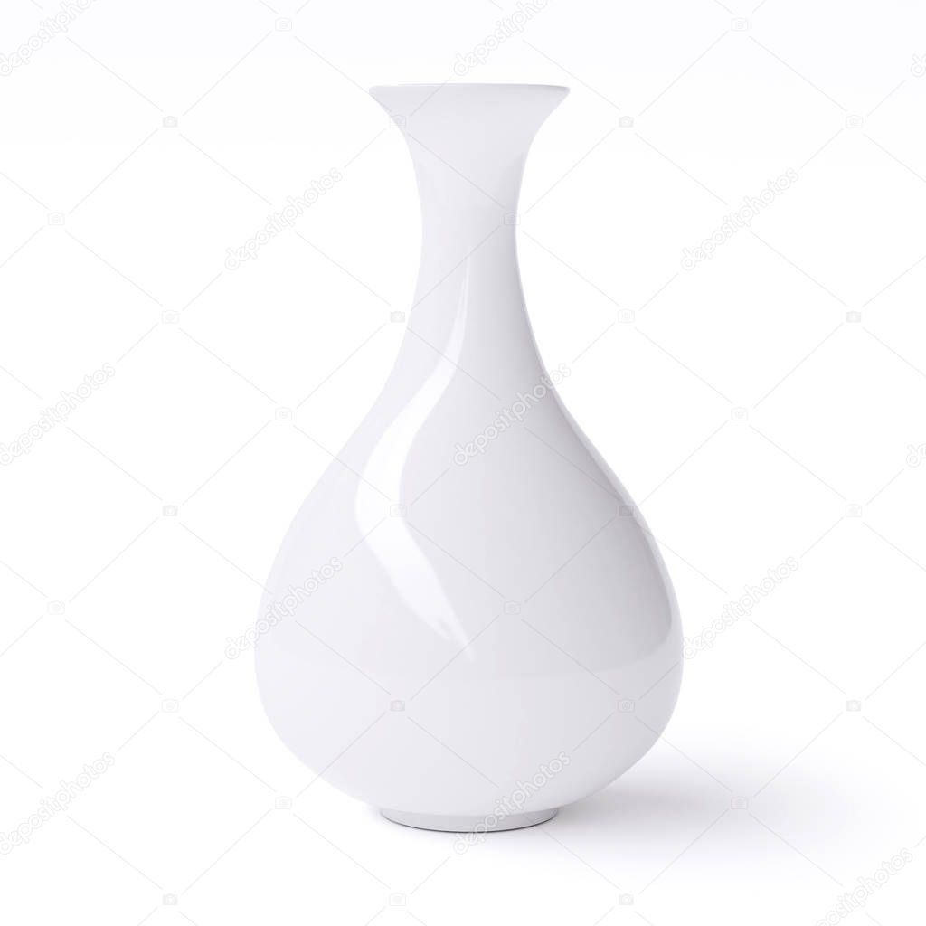 Empty white vase isolated on white background. 3d image