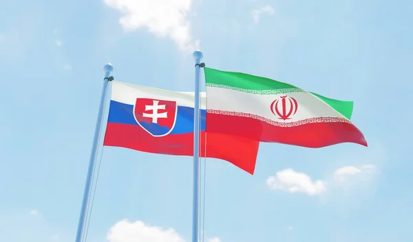 Írán Slovenska Dva Vlají Proti Modré Obloze Obrázek — Stock fotografie