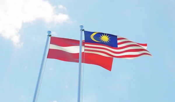 マレーシア ラトビア 青空を振って つのフラグ イメージ — ストック写真