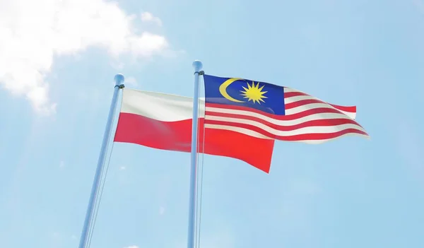 マレーシア ポーランド 青空を振って つのフラグ イメージ — ストック写真