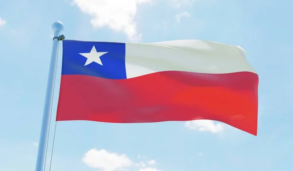 칠레는 물결치는 하늘에 플래그입니다 이미지 — 스톡 사진