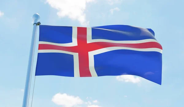Iceland Flag Waving Blue Sky Image — Stock Photo, Image