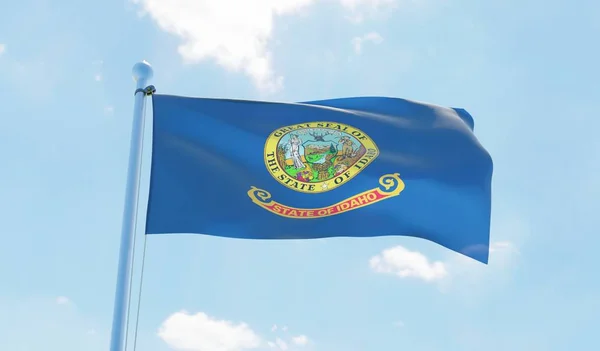 Bandera Idaho Ondeando Contra Cielo Azul Imagen —  Fotos de Stock