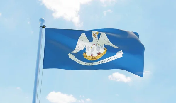 Bandiera Della Louisiana Usa Sventola Contro Cielo Blu Immagine — Foto Stock