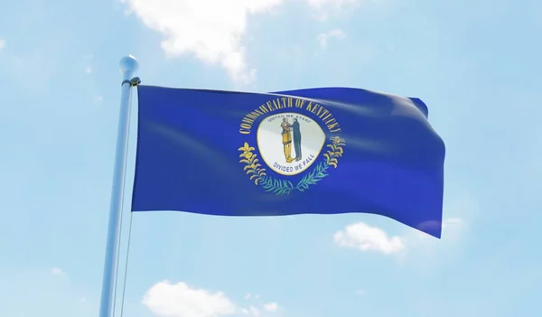 Bandiera Kentucky Usa Sventola Contro Cielo Blu Immagine — Foto Stock