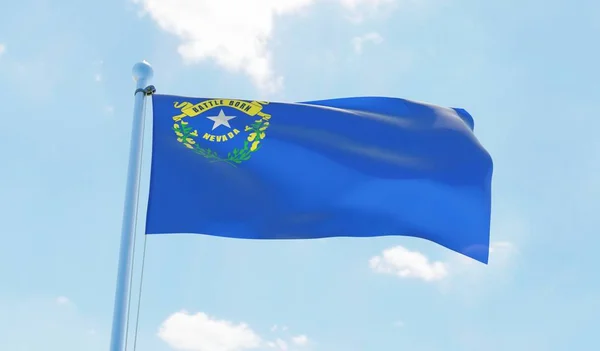 Nevada Usa Flagga Vajande Mot Blå Himmel Bild — Stockfoto