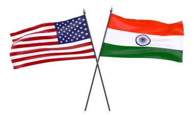 ABD ve Türkiye, iki beyaz arka plan üzerinde izole bayrakları geçti. 3D görüntü