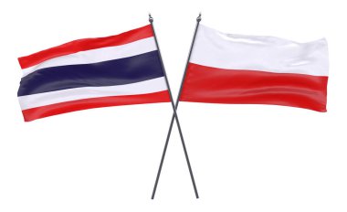 Tayland ve Polonya, iki beyaz arka plan üzerinde izole bayrakları geçti. 3D görüntü