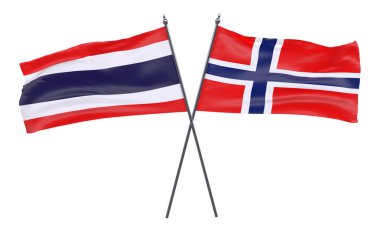 Tayland ve Norveç, iki beyaz arka plan üzerinde izole bayrakları geçti. 3D görüntü