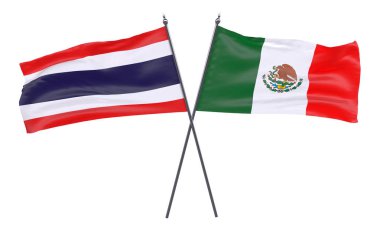 Tayland ve Meksika, iki beyaz arka plan üzerinde izole bayrakları geçti. 3D görüntü