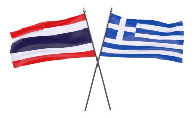Tayland ve Yunanistan, iki beyaz arka plan üzerinde izole bayrakları geçti. 3D görüntü