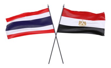 Tayland ve Mısır, iki beyaz arka plan üzerinde izole bayrakları geçti. 3D görüntü