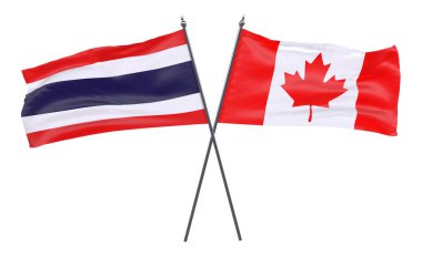 Tayland ve Türkiye, iki beyaz arka plan üzerinde izole bayrakları geçti. 3D görüntü