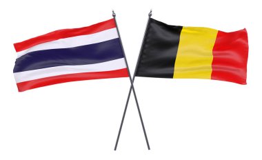 Tayland ve Belçika, iki beyaz arka plan üzerinde izole bayrakları geçti. 3D görüntü