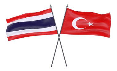 Tayland ve Türkiye, iki beyaz arka plan üzerinde izole bayrakları geçti. 3D görüntü